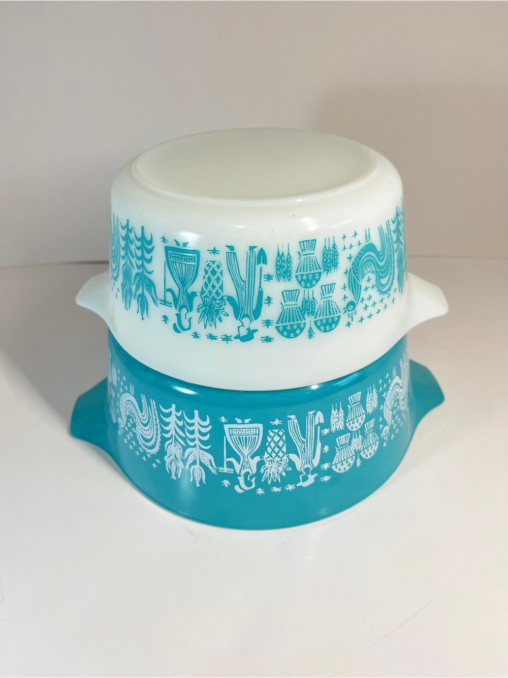 Vtg Pyrex Amish Butterprint Cinderella Casserole Dish Set 474-B 475-B No Lid
